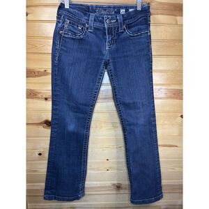 Miss Me Jeans Women's 26 JE5730BL‎ Boot Cut Rhinestone Studded Dark Blue Denim